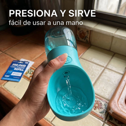 Bebedero Portátil Antigoteo para Mascotas · Botella + Cuenco 2 en 1