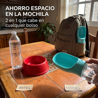 Bebedero Portátil Antigoteo para Mascotas · Botella + Cuenco 2 en 1